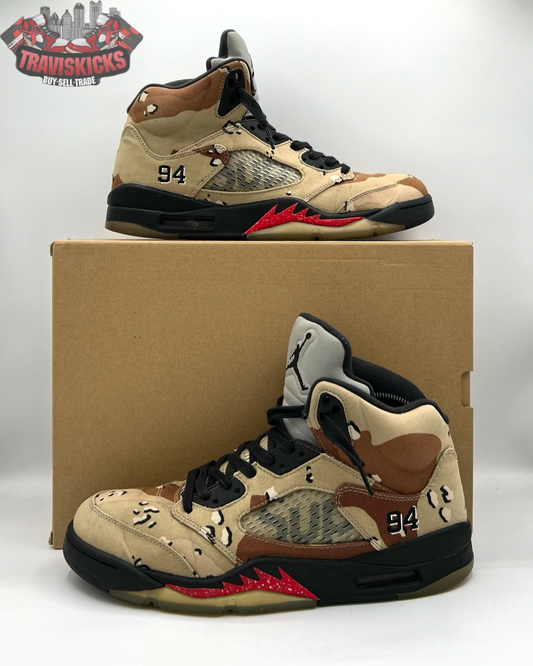 Air Jordan 5 Retro Supreme Desert Camo Size 10 Pre-Owned