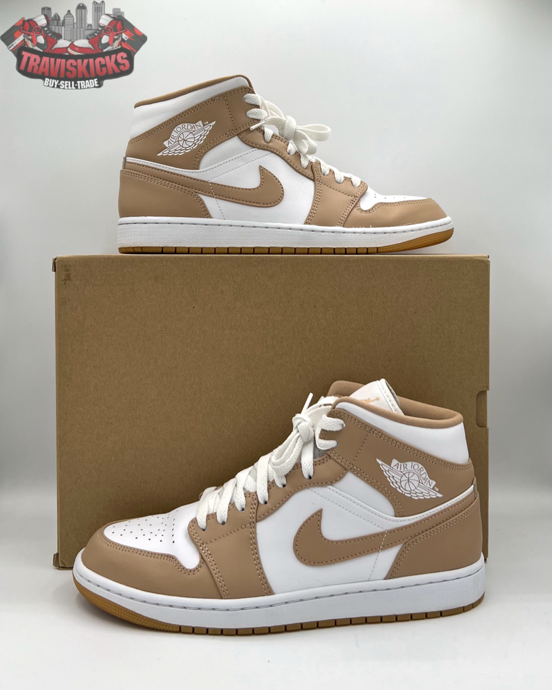 Air Jordan 1 Mid Tan Gum Size 10 Pre-Owned