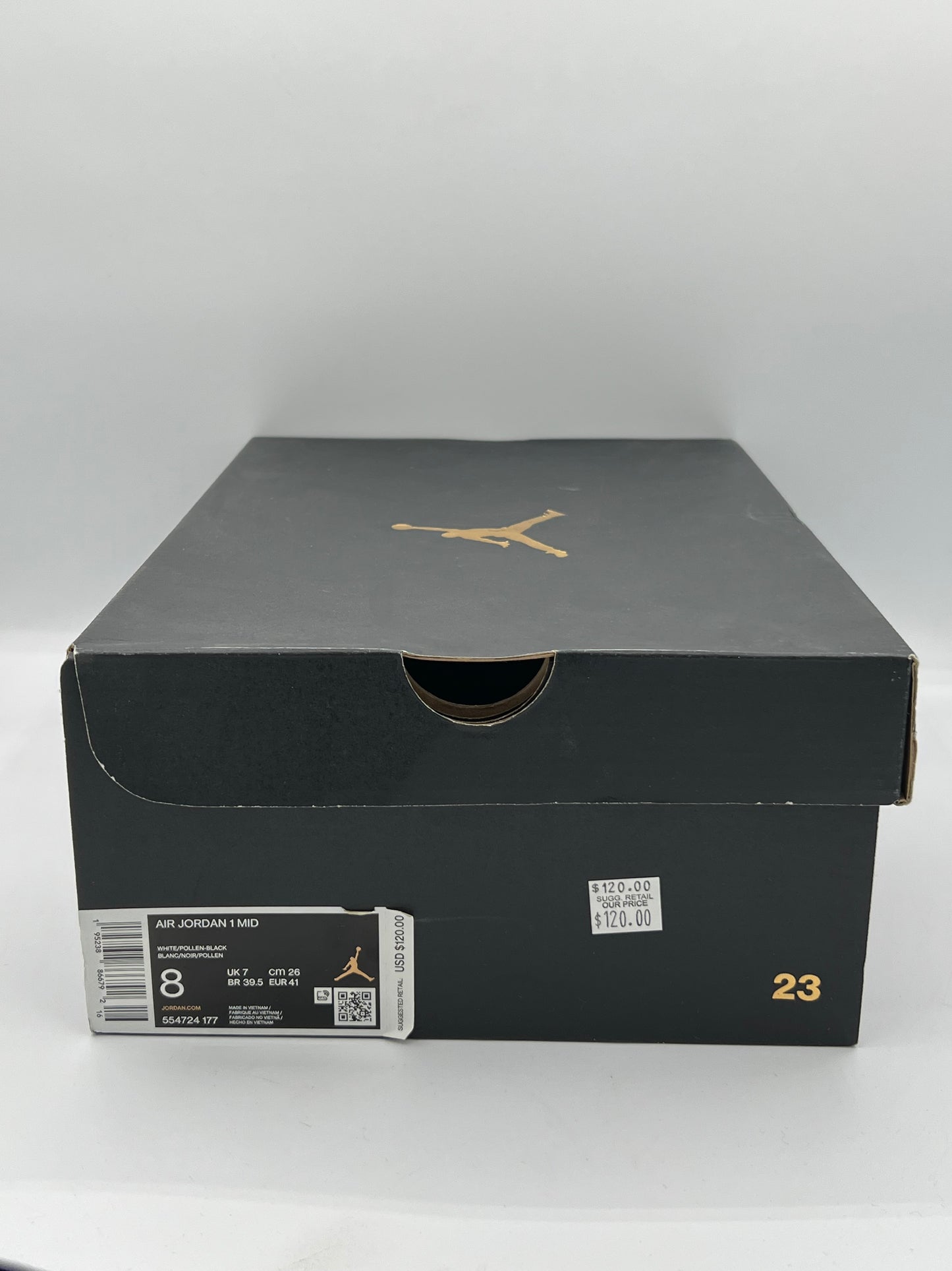 Air Jordan 1 Mid White Pollen Black Size 8 Brand New