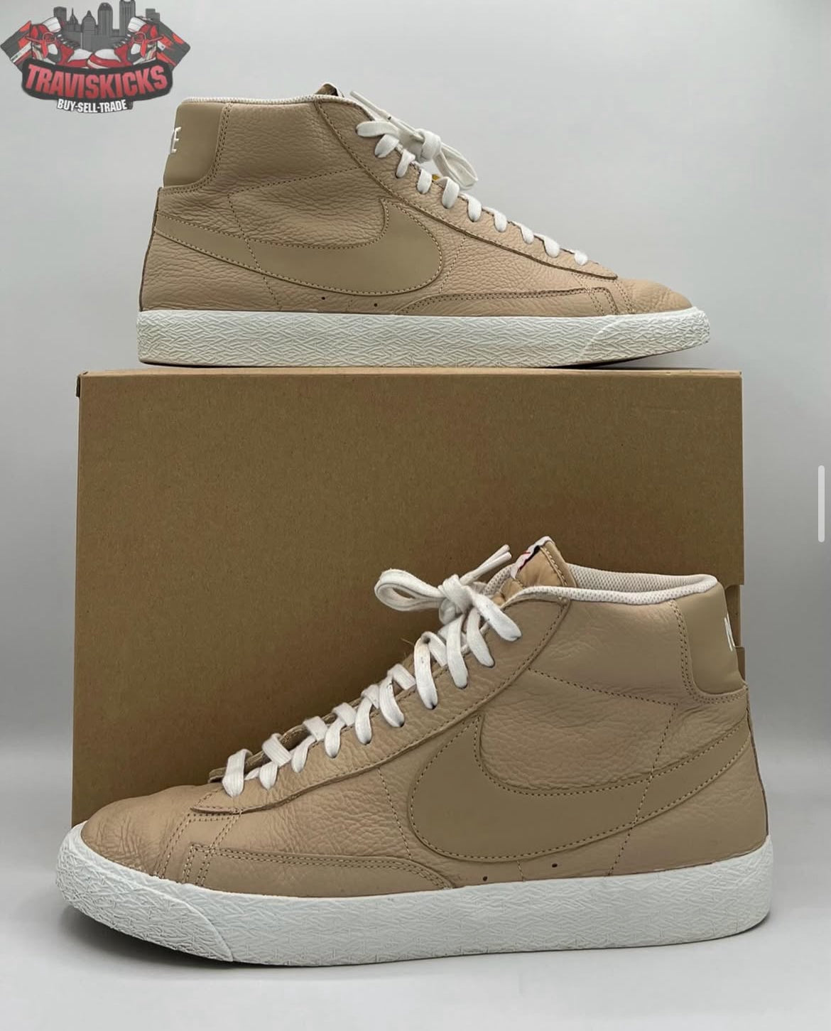 Nike Blazer Mid PRM Linen Summit White Size 11.5 Pre-Owned