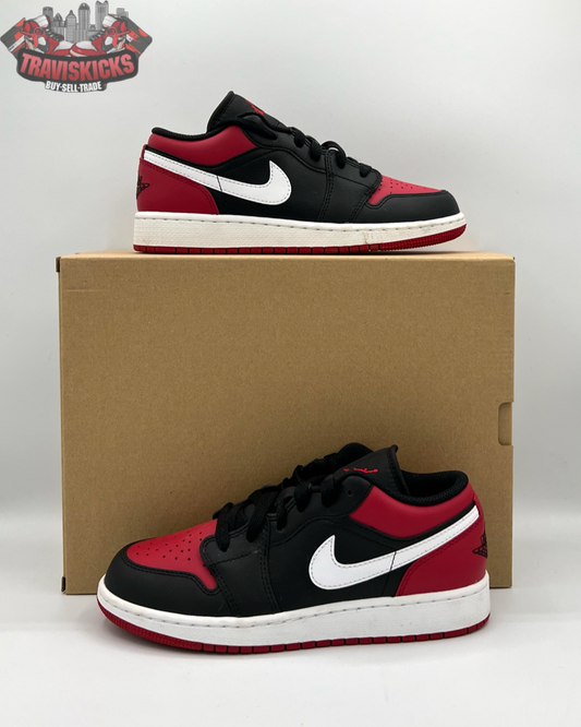 Air Jordan 1 Low GS Bred Toe Size 3.5Y Pre-Owned