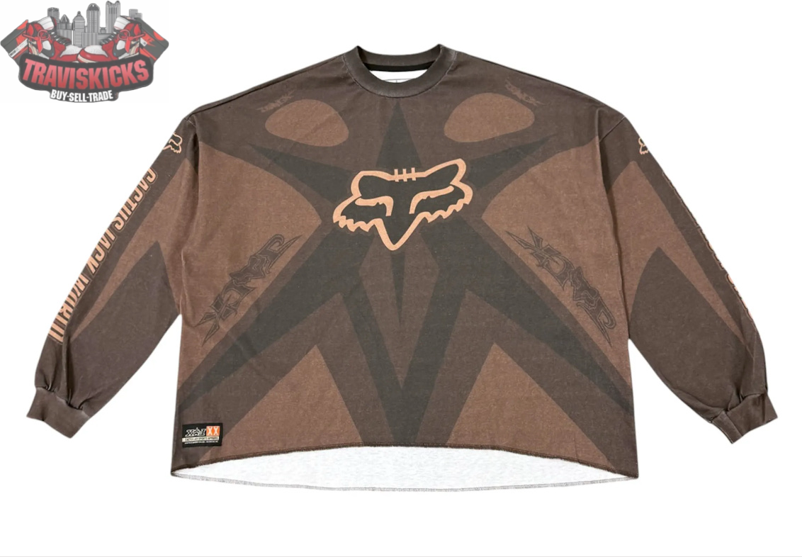 Travis Scott X Fox Racing Brown Jersey Size Large Brand New