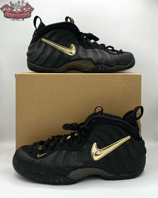 Nike Air Foamposite Pro Black Metallic Gold Size 13 Pre-Owned