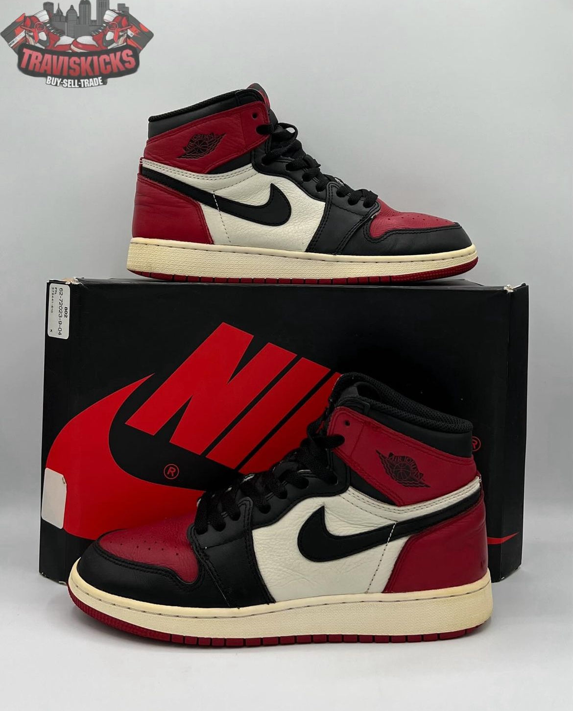 Air Jordan 1 Retro High OG BG Bred Toe Size 7Y Pre-Owned