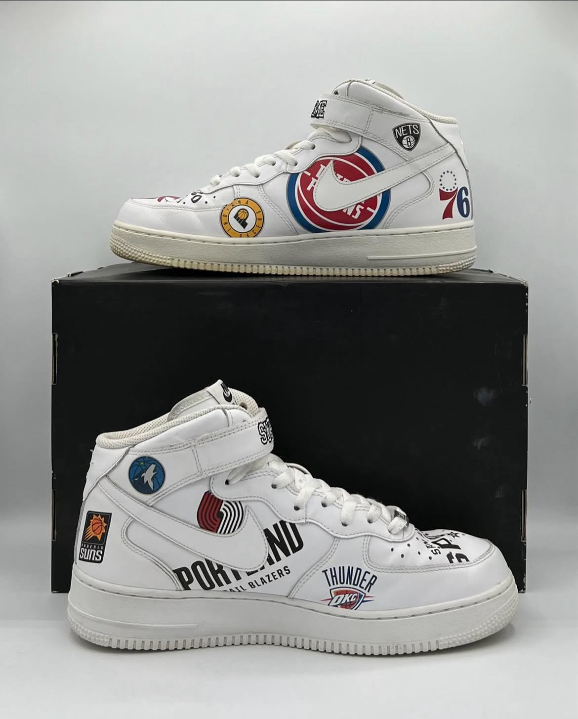 Nike Air Force 1 Mid Supreme NBA White Size 10 Pre-Owned