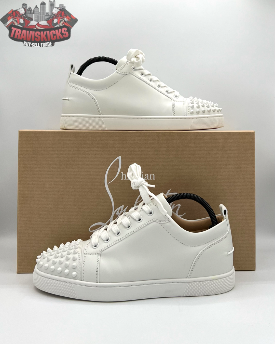 Christian Louboutin Louis Junior Spikes Flat Calf White Men’s Size 41 Pre-Owned