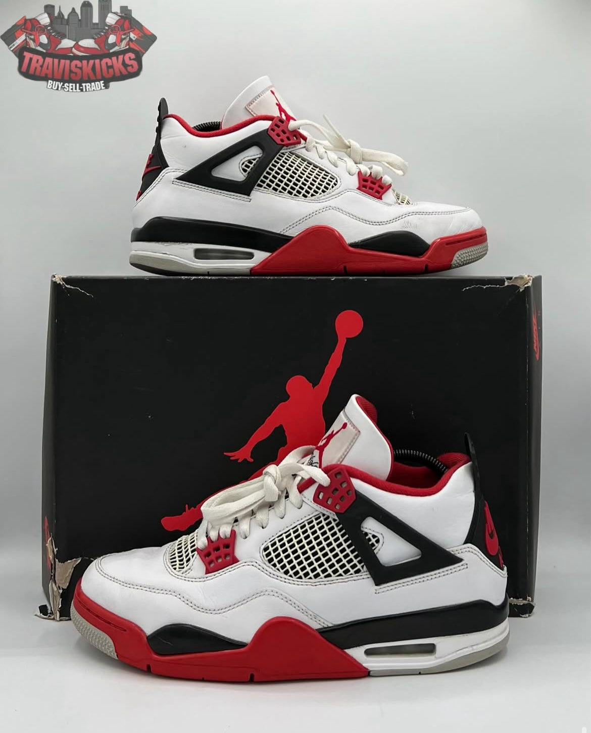 Air Jordan 4 Retro OG Fire Red 2020 Size 9.5 Pre-Owned