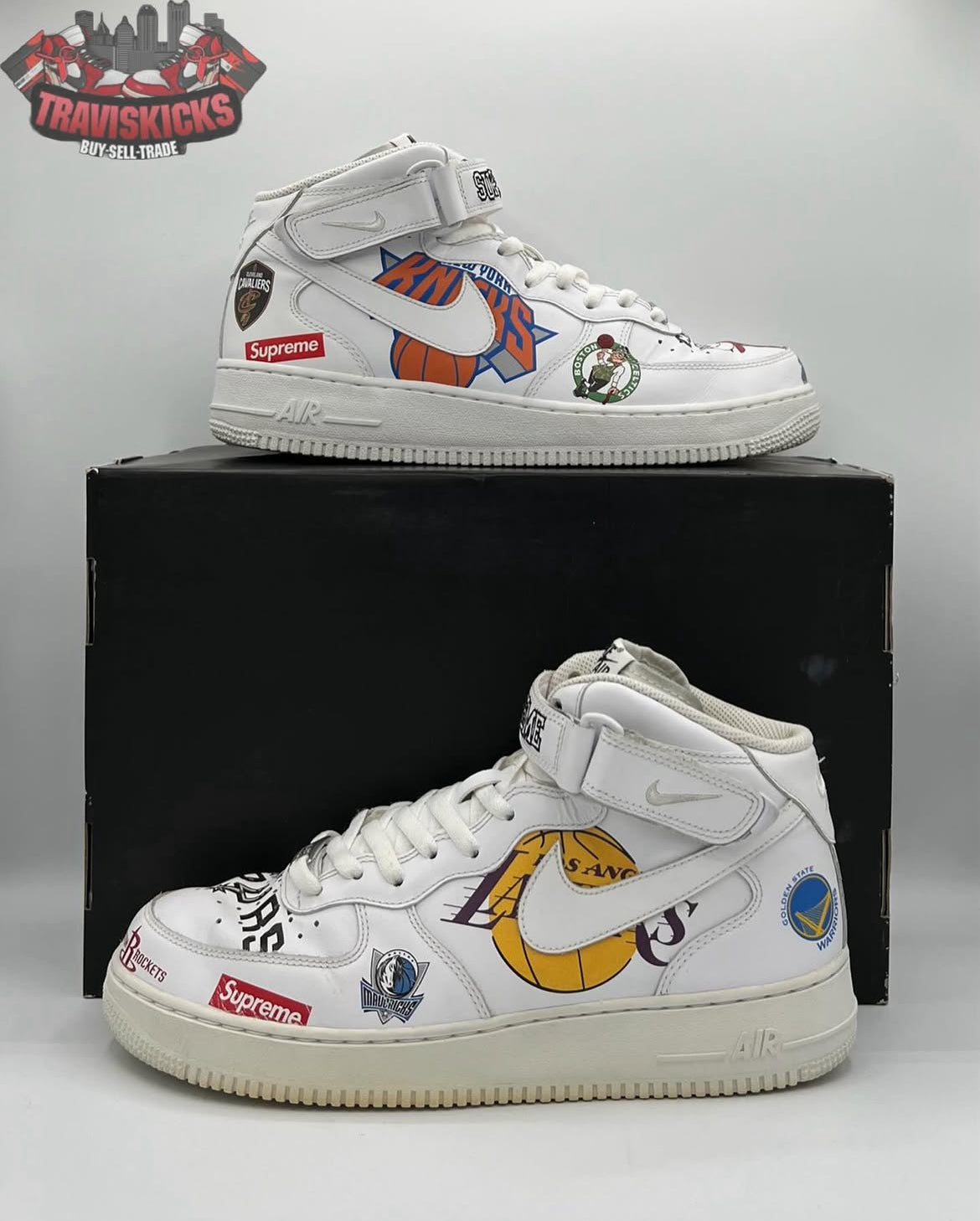 Nike Air Force 1 Mid Supreme NBA White Size 10 Pre-Owned