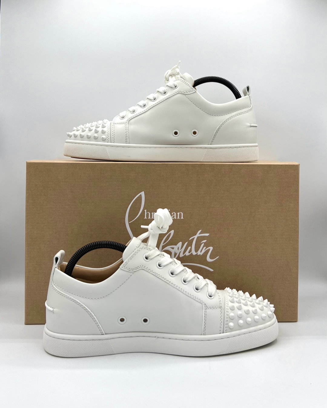 Christian Louboutin Louis Junior Spikes Flat Calf White Men’s Size 41 Pre-Owned