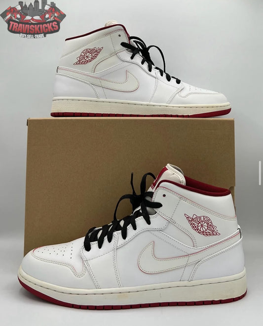 Air Jordan 1 Retro Mid White Gym Red Size 12 Pre-Owned